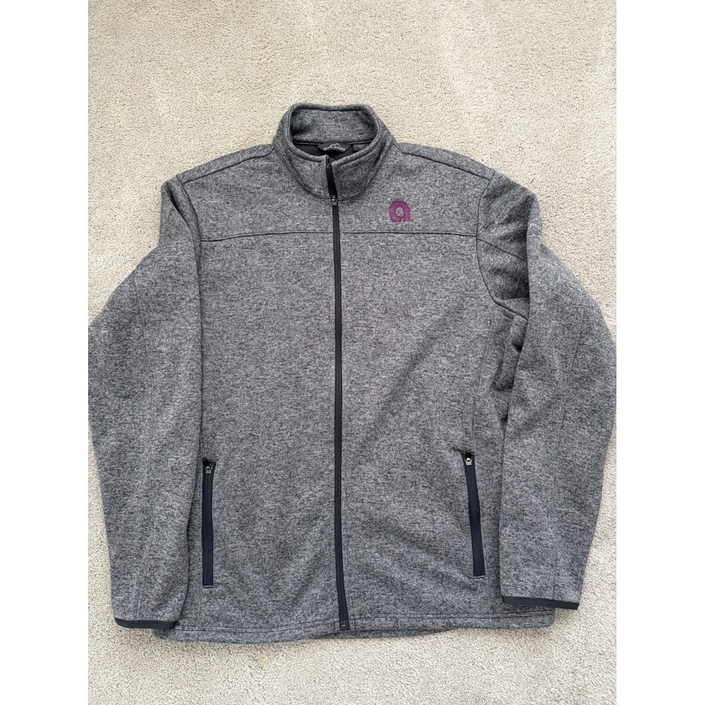 Eddie Bauer Mens Gray Heather Full Zip Fleece Jacket Mock Neck XL